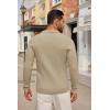 imageCOOFANDY Mens Knit Polo Shirts Long Sleeve Casual Button Down Ribbed Polo Shirt Fashion Golf ShirtsKhaki