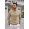 imageCOOFANDY Mens Knit Polo Shirts Long Sleeve Casual Button Down Ribbed Polo Shirt Fashion Golf ShirtsKhaki