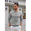imageCOOFANDY Mens Knit Polo Shirts Long Sleeve Casual Button Down Ribbed Polo Shirt Fashion Golf ShirtsLight Grey