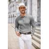imageCOOFANDY Mens Knit Polo Shirts Long Sleeve Casual Button Down Ribbed Polo Shirt Fashion Golf ShirtsLight Grey