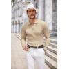 imageCOOFANDY Mens Knit Polo Shirts Long Sleeve Casual Button Down Ribbed Polo Shirt Fashion Golf ShirtsLight Khaki