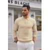 imageCOOFANDY Mens Knit Polo Shirts Long Sleeve Casual Button Down Ribbed Polo Shirt Fashion Golf ShirtsLight Khaki