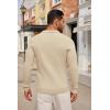 imageCOOFANDY Mens Knit Polo Shirts Long Sleeve Casual Button Down Ribbed Polo Shirt Fashion Golf ShirtsLight Khaki