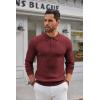 imageCOOFANDY Mens Knit Polo Shirts Long Sleeve Casual Button Down Ribbed Polo Shirt Fashion Golf ShirtsWine Red