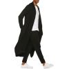 imageCOOFANDY Mens Lightweight Ruffle Shawl Collar Cardigan Open Front Long Length Drape Cape OvercoatBlack
