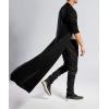 imageCOOFANDY Mens Lightweight Ruffle Shawl Collar Cardigan Open Front Long Length Drape Cape OvercoatBlack