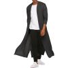 imageCOOFANDY Mens Lightweight Ruffle Shawl Collar Cardigan Open Front Long Length Drape Cape OvercoatDark Grey
