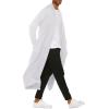 imageCOOFANDY Mens Lightweight Ruffle Shawl Collar Cardigan Open Front Long Length Drape Cape OvercoatWhite