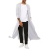 imageCOOFANDY Mens Lightweight Ruffle Shawl Collar Cardigan Open Front Long Length Drape Cape OvercoatWhite