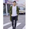 imageCOOFANDY Mens Long Hooded Cardigan Shawl Collar Lightweight Open Front Drape Cape Overcoat with PocketsArm Green