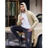imageCOOFANDY Mens Long Hooded Cardigan Shawl Collar Lightweight Open Front Drape Cape Overcoat with PocketsKhaki