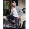 imageCOOFANDY Mens Long Hooded Cardigan Shawl Collar Lightweight Open Front Drape Cape Overcoat with PocketsLight Grey