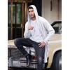 imageCOOFANDY Mens Long Hooded Cardigan Shawl Collar Lightweight Open Front Drape Cape Overcoat with PocketsWhite
