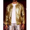 imageCOOFANDY Mens Metallic Jacket 70s Disco Party Varsity Jacket Zipup Baseball Bomber01gold