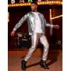 imageCOOFANDY Mens Metallic Jacket 70s Disco Party Varsity Jacket Zipup Baseball Bomber02silver