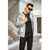 imageCOOFANDY Mens Metallic Jacket 70s Disco Party Varsity Jacket Zipup Baseball Bomber02silver