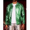 imageCOOFANDY Mens Metallic Jacket 70s Disco Party Varsity Jacket Zipup Baseball BomberGreen