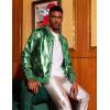 imageCOOFANDY Mens Metallic Jacket 70s Disco Party Varsity Jacket Zipup Baseball BomberGreen