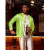 imageCOOFANDY Mens Metallic Jacket 70s Disco Party Varsity Jacket Zipup Baseball BomberLemon