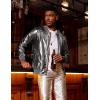 imageCOOFANDY Mens Metallic Jacket 70s Disco Party Varsity Jacket Zipup Baseball BomberLuxurious Grey