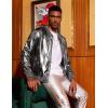 imageCOOFANDY Mens Metallic Jacket 70s Disco Party Varsity Jacket Zipup Baseball BomberLuxurious Grey