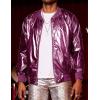 imageCOOFANDY Mens Metallic Jacket 70s Disco Party Varsity Jacket Zipup Baseball BomberLuxurious Purple