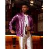 imageCOOFANDY Mens Metallic Jacket 70s Disco Party Varsity Jacket Zipup Baseball BomberLuxurious Purple