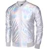 imageCOOFANDY Mens Metallic Jacket 70s Disco Party Varsity Jacket Zipup Baseball BomberMulticolored