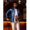 imageCOOFANDY Mens Metallic Jacket 70s Disco Party Varsity Jacket Zipup Baseball BomberNavy Blue
