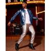 imageCOOFANDY Mens Metallic Jacket 70s Disco Party Varsity Jacket Zipup Baseball BomberNavy Blue