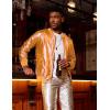 imageCOOFANDY Mens Metallic Jacket 70s Disco Party Varsity Jacket Zipup Baseball BomberOrange