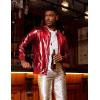 imageCOOFANDY Mens Metallic Jacket 70s Disco Party Varsity Jacket Zipup Baseball BomberRed