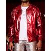 imageCOOFANDY Mens Metallic Jacket 70s Disco Party Varsity Jacket Zipup Baseball BomberRed