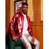 imageCOOFANDY Mens Metallic Jacket 70s Disco Party Varsity Jacket Zipup Baseball BomberRed