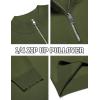 imageCOOFANDY Mens Quarter Zip Pullover Slim Fit Lightweight Knit Pullover Sweaters Casual Polo SweaterArmy Green