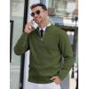 imageCOOFANDY Mens Quarter Zip Pullover Slim Fit Lightweight Knit Pullover Sweaters Casual Polo SweaterArmy Green