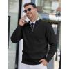 imageCOOFANDY Mens Quarter Zip Pullover Slim Fit Lightweight Knit Pullover Sweaters Casual Polo SweaterBlack