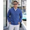 imageCOOFANDY Mens Quarter Zip Pullover Slim Fit Lightweight Knit Pullover Sweaters Casual Polo SweaterBlue