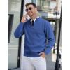 imageCOOFANDY Mens Quarter Zip Pullover Slim Fit Lightweight Knit Pullover Sweaters Casual Polo SweaterBlue