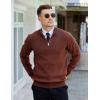 imageCOOFANDY Mens Quarter Zip Pullover Slim Fit Lightweight Knit Pullover Sweaters Casual Polo SweaterBrown