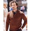 imageCOOFANDY Mens Quarter Zip Pullover Slim Fit Lightweight Knit Pullover Sweaters Casual Polo SweaterBrown
