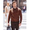 imageCOOFANDY Mens Quarter Zip Pullover Slim Fit Lightweight Knit Pullover Sweaters Casual Polo SweaterBrown