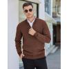 imageCOOFANDY Mens Quarter Zip Pullover Slim Fit Lightweight Knit Pullover Sweaters Casual Polo SweaterBrown