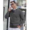 imageCOOFANDY Mens Quarter Zip Pullover Slim Fit Lightweight Knit Pullover Sweaters Casual Polo SweaterCharcoal