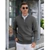 imageCOOFANDY Mens Quarter Zip Pullover Slim Fit Lightweight Knit Pullover Sweaters Casual Polo SweaterCharcoal