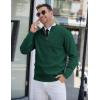 imageCOOFANDY Mens Quarter Zip Pullover Slim Fit Lightweight Knit Pullover Sweaters Casual Polo SweaterGreen