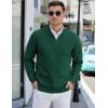 imageCOOFANDY Mens Quarter Zip Pullover Slim Fit Lightweight Knit Pullover Sweaters Casual Polo SweaterGreen