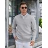 imageCOOFANDY Mens Quarter Zip Pullover Slim Fit Lightweight Knit Pullover Sweaters Casual Polo SweaterLight Gray