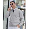 imageCOOFANDY Mens Quarter Zip Pullover Slim Fit Lightweight Knit Pullover Sweaters Casual Polo SweaterLight Gray