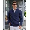imageCOOFANDY Mens Quarter Zip Pullover Slim Fit Lightweight Knit Pullover Sweaters Casual Polo SweaterNavy Blue